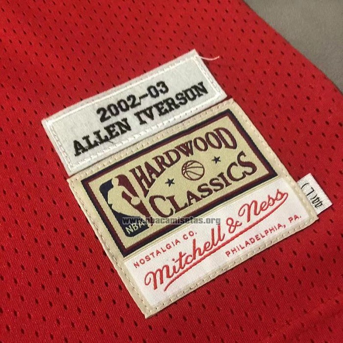 Camiseta Philadelphia 76ers Allen Iverson NO 3 Mitchell & Ness 2002-03 Rojo